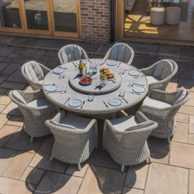 Oxford 8 Seat Round Dining Set - Ceramic Glass